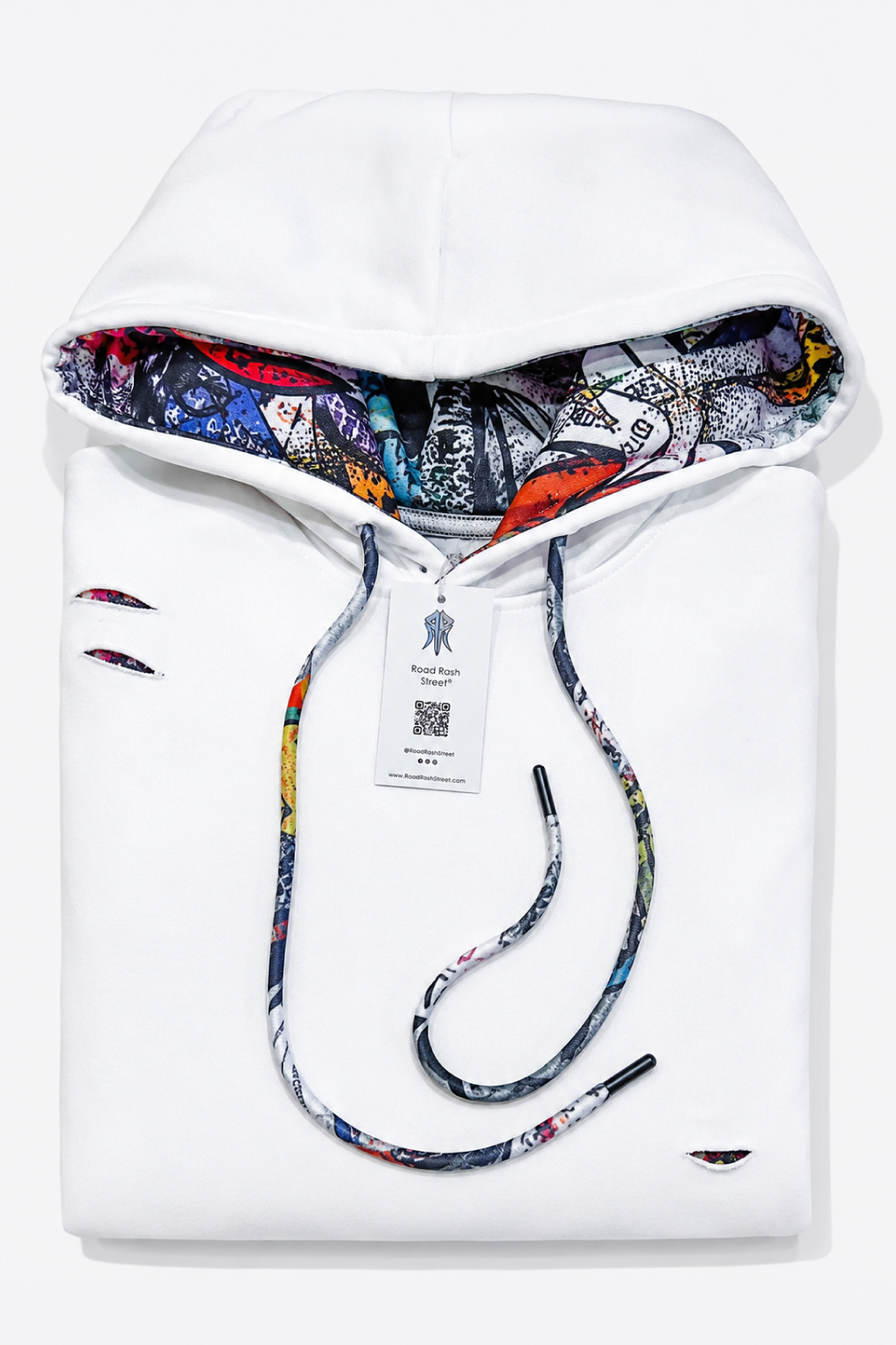 white designer streetwear hoodie