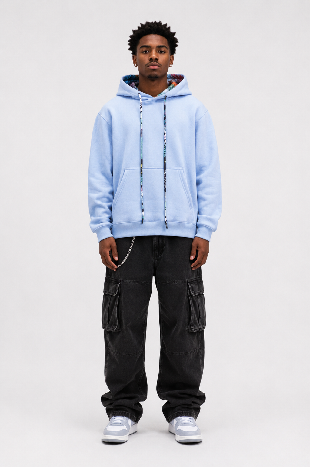 The London - Men Light Blue Graffiti Hoodie