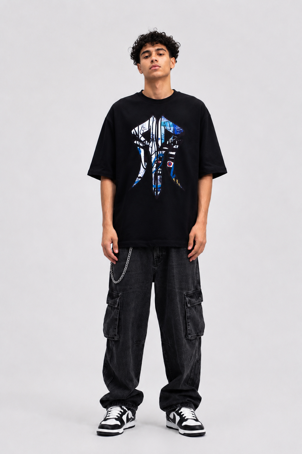The Berlin: Oversized Designer Streetwear Tee with Road Rash Graffiti Logo Black