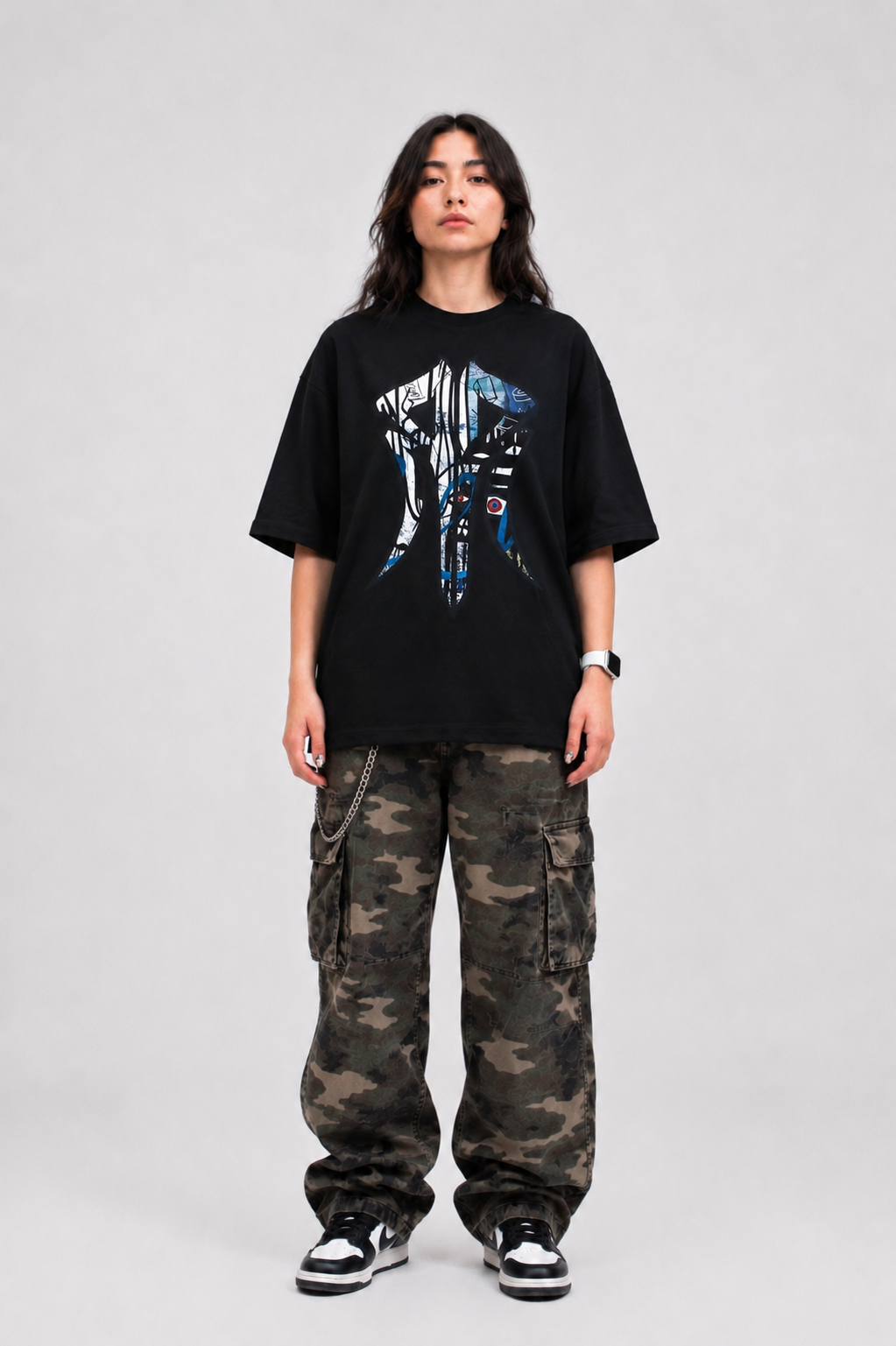 The Berlin: Women's Oversized Designer Streetwear Tee with Road Rash Graffiti Logo