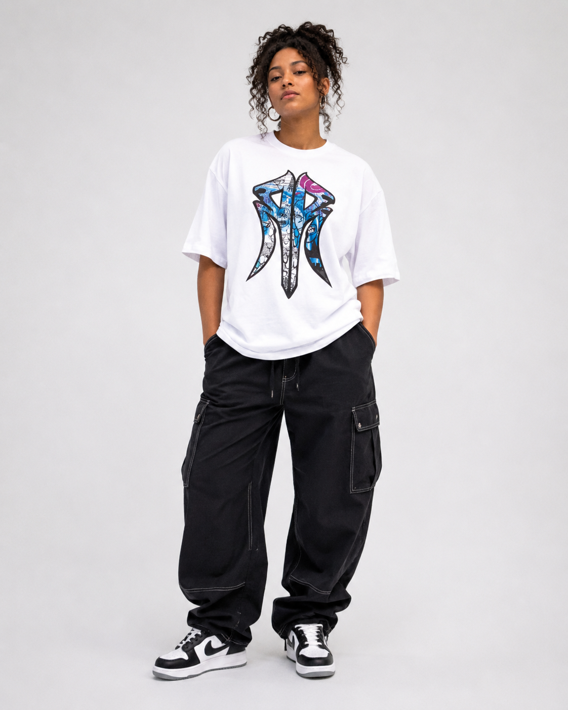 The Berlin: Women's Oversized Designer Streetwear Tee with Road Rash Graffiti Logo