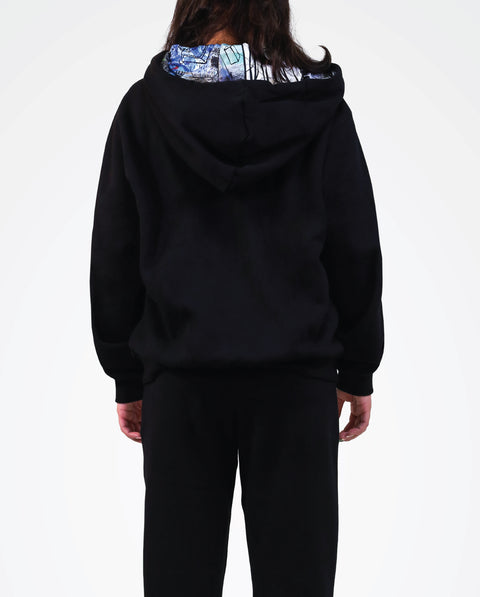 womens black graphic streetwear hoodie